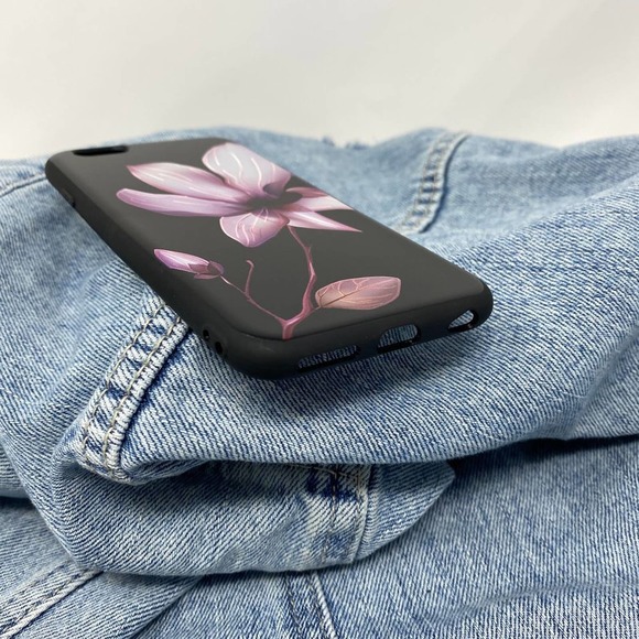 iPhone 6s Plus Case Purple Floral Silicone Glossy Cover NEW - Picture 2 of 6